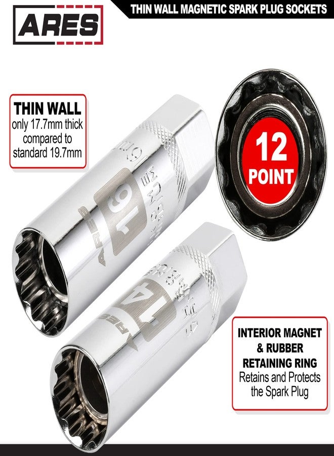 ARES 11016-5-Piece Magnetic Spark Plug Socket Set - Includes 14mm and 16mm Thin Wall Sockets and 9/16-inch, 5/8-inch, and 13/16-inch Sockets - Convenient Reusable Storage Rail Included - Image 3